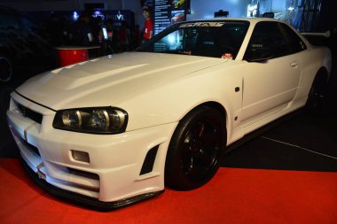 PASIG, PH - 5 Mayıs - Nissan GTR 5 Mayıs 2019 tarihinde Pasig, Filipinler 'de Hot Import Nights araba fuarında.