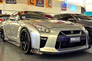 PASIG, PH - 13 Mayıs - Nissan gtr 13 Mayıs 2018 tarihinde Pasig, Filipinler 'de Hot Import Nights araba fuarında.