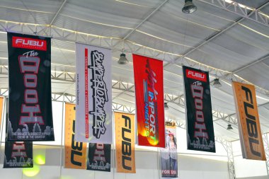 PASIG, PH - 13 Mayıs - Fubu afişi 13 Mayıs 2018 tarihinde Pasig, Filipinler 'de Hot Import Nights araba fuarında.