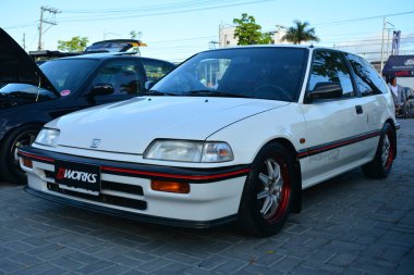 RIZAL, PH - 11 Şubat - 11 Şubat 2019 tarihinde Taytay, Rizal, Filipinler 'de East Auto Show' da Honda hatchback.