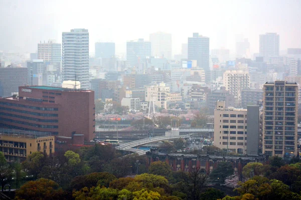 Osaka April Επισκόπηση Της Πόλης Της Οσάκα Κατά Διάρκεια Της — Φωτογραφία Αρχείου