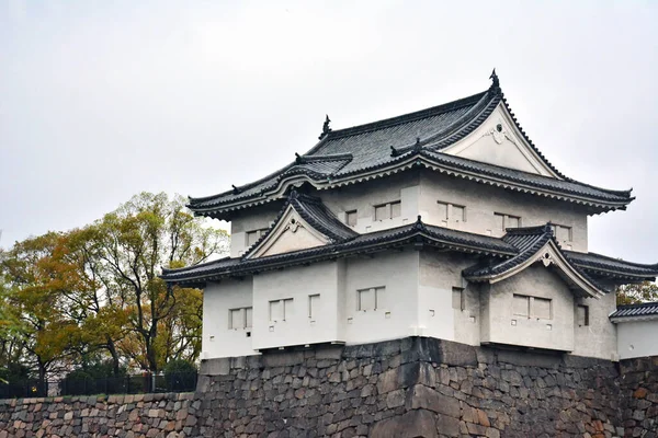 Osaka Kwiecień Wieża Zamkowa Mur Osace Kwietnia 2017 Roku Zamek — Zdjęcie stockowe