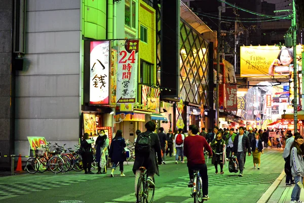 Osaka April Dotonbori Pada Malam Hari Dekat Bangunan Pada April — Stok Foto