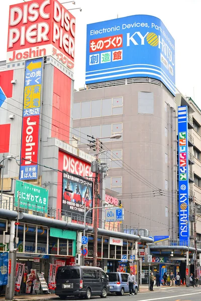 Osaka Kwiecień Joshin Dysk Molo Znak Fasada Dniu Kwietnia 2017 — Zdjęcie stockowe