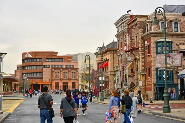 Osaka April New York Tema Olika Angränsande Byggnad Fasad Universal — Stockfoto