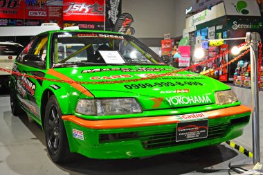 PAsay, PH - 19 Mayıs - Honda Civic Yokohama yarış arabası 19 Mayıs 2018 tarihinde Pasay, Filipinler 'de Trans Sport Show' da.