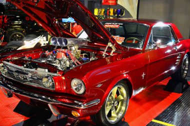 Pasay, PH - 19 Mayıs - Ford Mustang 19 Mayıs 2018 tarihinde Pasay, Filipinler 'de Trans Sport Show' da.