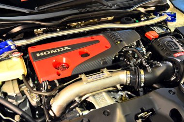 PAsay, PH - 19 Mayıs - Honda sivil motor 19 Mayıs 2018 tarihinde Pasay, Filipinler 'de Trans Sport Show' da.