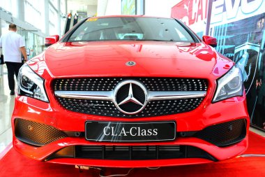 Pasay, PH - 19 Mayıs - Mercedes Benz CLA 19 Mayıs 2018 tarihinde Pasay, Filipinler 'de Trans Sport Show' da.