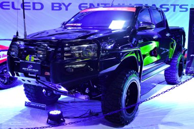 Pasay, PH - 19 Mayıs - Toyota hilux 19 Mayıs 2018 tarihinde Pasay, Filipinler 'de Trans Sport Show' dan alınmıştır..