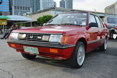 PASIG, PH - NOV 17 - Mitsubishi Lancer 17 Kasım 2018 tarihinde Pasig, Filipinler 'de Vapin Wheels araba fuarında.