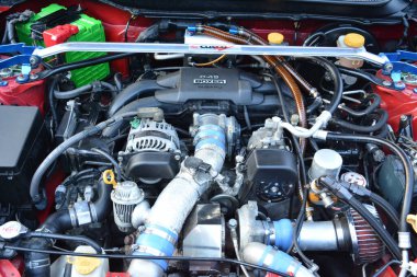 QUEZON CITY, PH - APR 13 - Toyota 86 motor 13 Nisan 2019 'da Quezon City, Filipinler' de Rev Up araba fuarında.