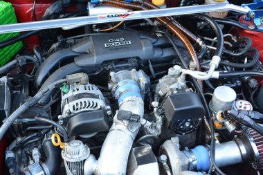 QUEZON CITY, PH - APR 13 - Toyota 86 motor 13 Nisan 2019 'da Quezon City, Filipinler' de Rev Up araba fuarında.