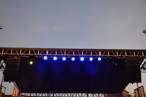 Stage with lights and sound set up in Quezon City, Philippines