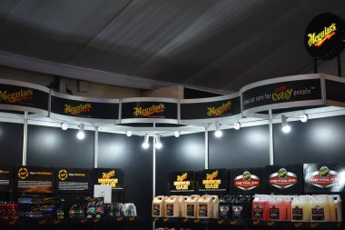 Pasay, PH - APR 7 - Meguiars araba cilası standı Manila Uluslararası Otomobil Fuarı 7 Nisan 2019, Pasay, Filipinler.
