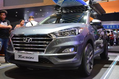 PAsay, PH - APR 7 - Hyundai tucson SUv 7 Nisan 2019 tarihinde Pasay, Filipinler 'de Manila Uluslararası Otomobil Fuarı' nda.