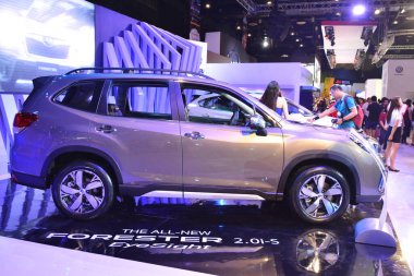 Pasay, PH - APR 7 - Subaru Forester SUv 7 Nisan 2019 tarihinde Pasay, Filipinler 'de Manila Uluslararası Otomobil Fuarı' nda.