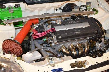 PAsay, PH - NOV 30 - 30 Kasım 2018 'de Filipinler, Pasay' da Manila Oto Salon araba fuarında Honda sivil motor motoru.