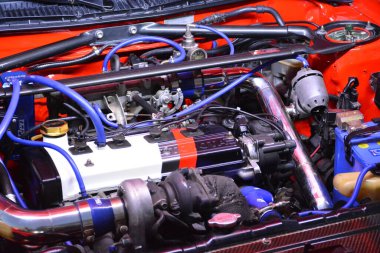 Pasay, PH - DEC 8 - Toyota corolla motor Bumper 'dan Bumper to Bumper araba fuarına 8 Aralık 2018 tarihinde Pasay, Filipinler.