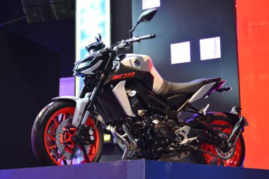 Pasay, PH - 24 MAR - Yamaha mt09 motosiklet 24 Mart 2019 tarihinde Filipinler 'in Pasay kentinde gerçekleştirildi..