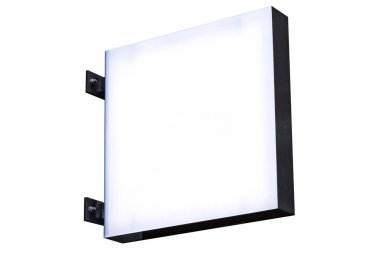 Pano modeli, reklam şablonu, boş çerçeve kopyalama alanı, logo ve metin. Modern tabela düz stili. Açık sokak afişi izole edilmiş beyaz arkaplan