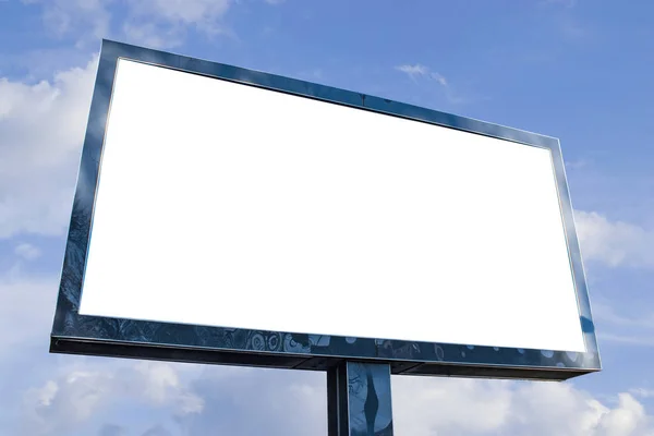 Billboard mockup, advertising template, empty frame copy space, logo and text. Modern signage flat style. Outdoor street banner isolated sky background