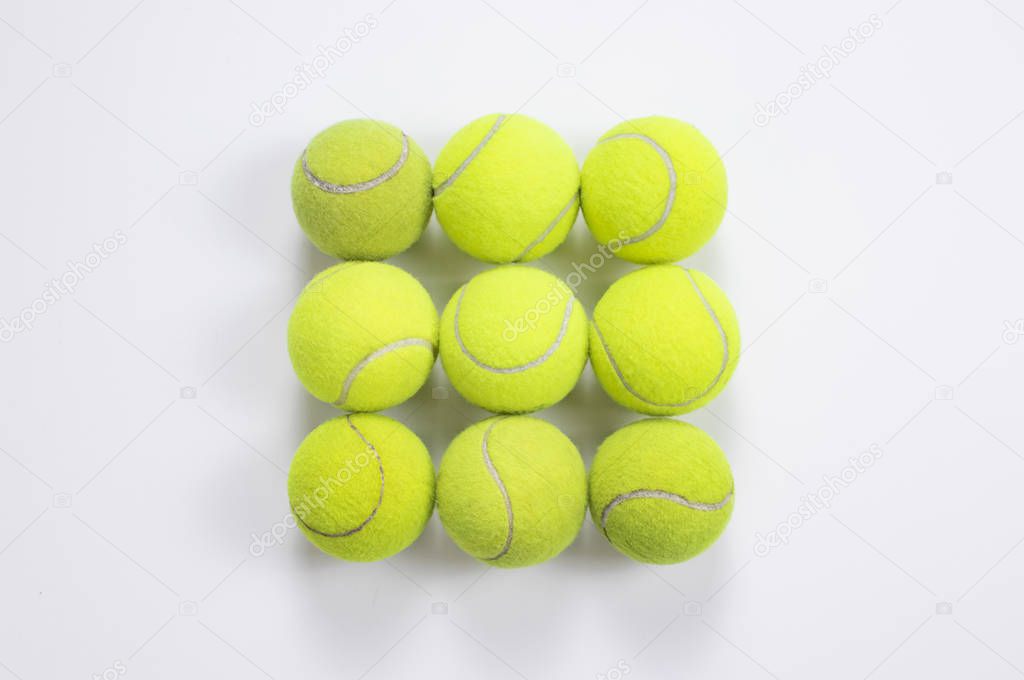 Tennis balls isolated background. Top view