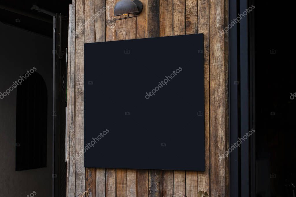 Signboard mockup and template empty frame for logo or text on exterior street advertising background, modern flat style