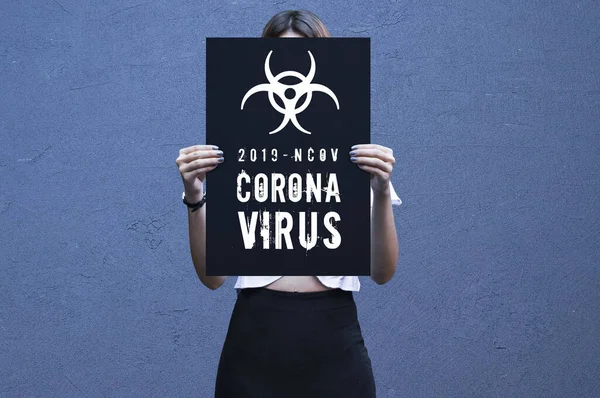 Coronavirus 2019 Ncov Virus Wuhan Señal Peligro Advertencia Texto Peligro — Foto de Stock