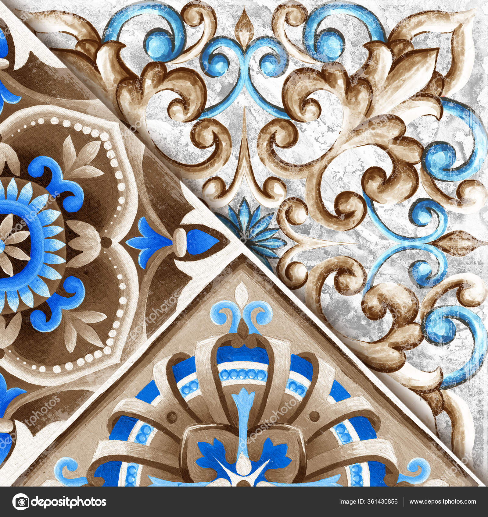 Ornament Ceramic Tile Wallpaper Textile Majolica Stone Structure Stock