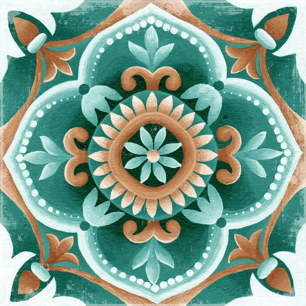 Ornamento Para Telha Cerâmica Papel Parede Têxtil Majólica — Fotografia de Stock