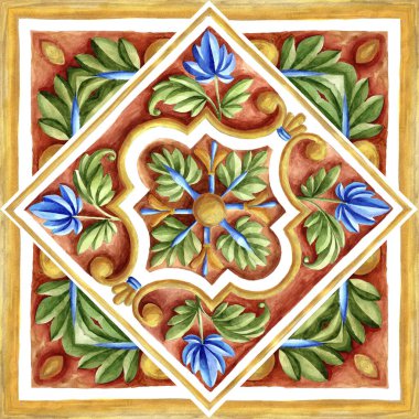 Seramik fayans, duvar kağıdı, tekstil ve majolika için suluboya süsü