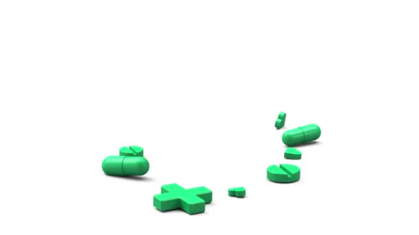 Screensaver Animado Cubo Com Pílulas Drogas Renderização — Vídeo de Stock