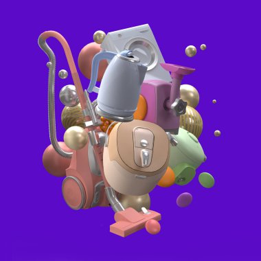 uçan ev aletleri - 3d görüntüleme