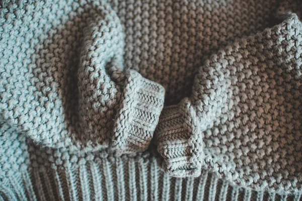 Knitted Sweater Long Sleeve Closeup Winter Season Concept Top View — Stock Photo, Image