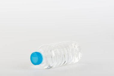 Beyaz arka plan üzerinde plastik şişe geri dönüşümlü çöp