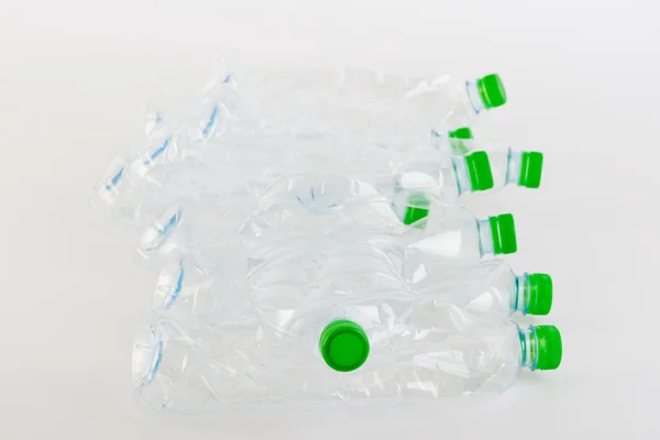 Recyclable garbage of plastic bottles on white background — Stock Photo, Image