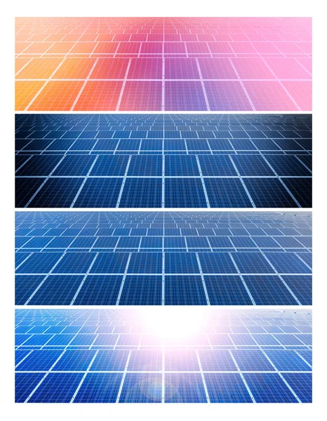 Solar cell panels in a photovoltaic power plant — Stock Photo, Image