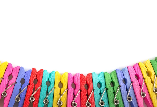 Group colorful clothespin on white background — Stock Photo, Image