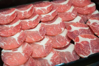 Domuz eti taze yeni slayt Restoran Japonya gıda, Kore Foo