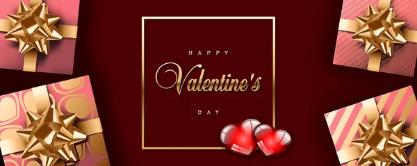 Šťastný Valentines Den Vektorové Šablony Kaligrafickým Písmem Růžovém Pozadí Růžovými — Stockový vektor