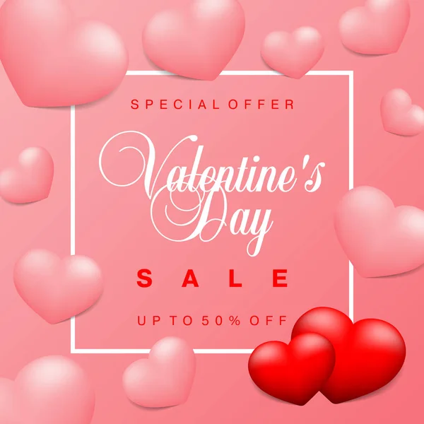 Valentines Day Sale Special Offer Discount Vector Illustration Banner Flyer — Stock Vector