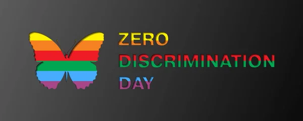 Diseño Vectorial Zero Discrimination Day Con Mariposa Arco Iris Recortes — Vector de stock