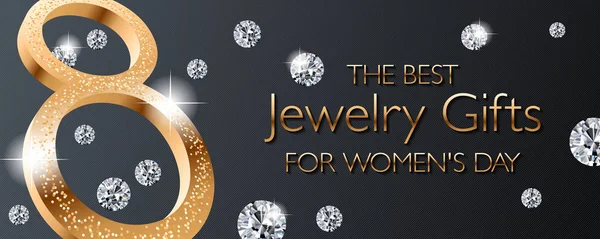 Luxury Najlepsze Prezenty Biżuteria Dla Kobiet Baner Dzień Lub Plakat — Wektor stockowy