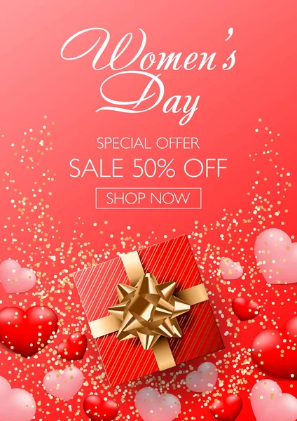 Womens Day Sale Special Offer Shop Now Poster Flyer Banner — Stock Vector