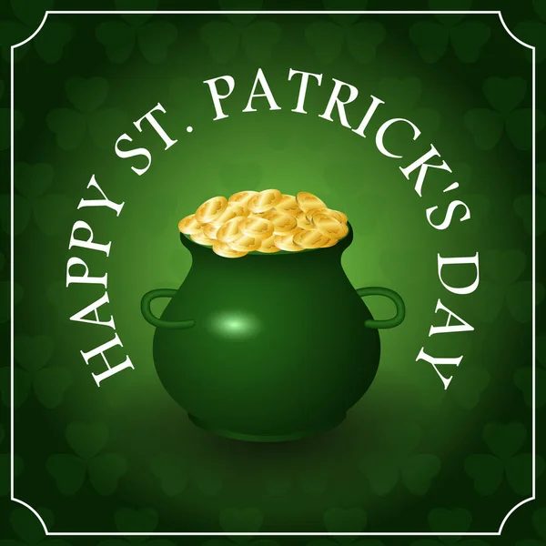 Happy Patricks Day Texte Sur Fond Vert Avec Des Feuilles — Image vectorielle