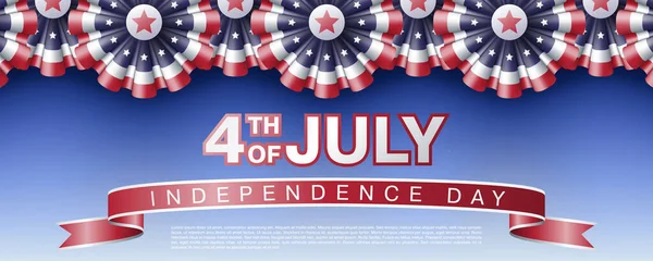 Juillet Independence Day Website Top Banner Vecector Template Realistic Bunting — Image vectorielle