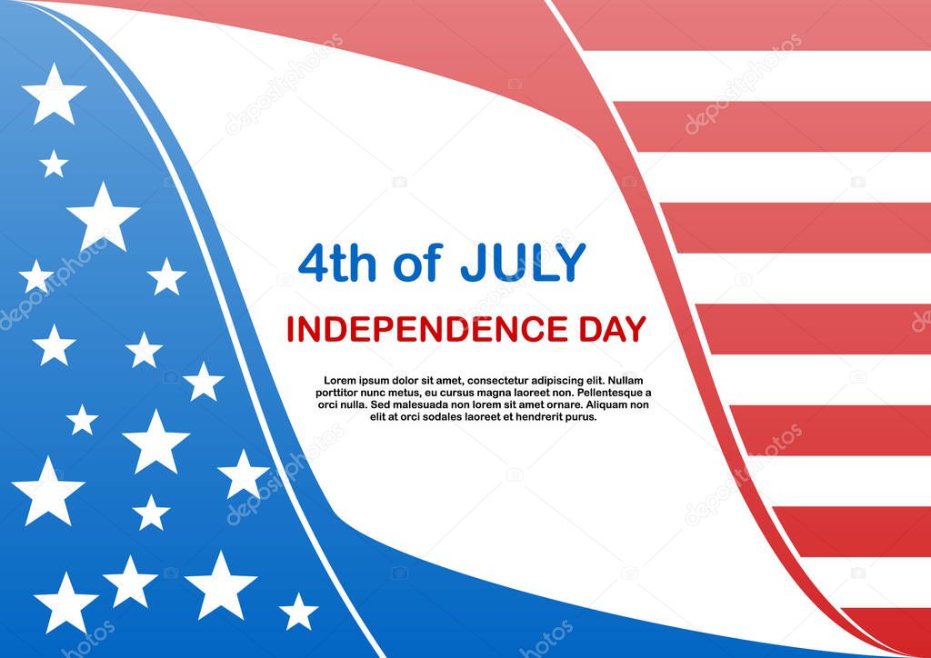 Independence day ad, voucher, banner, card, flyer, poster vector template in USA flag colors