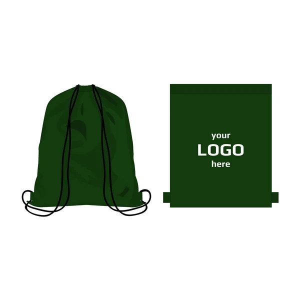 Kordelzug Sporttasche grüne Farbe — Stockvektor