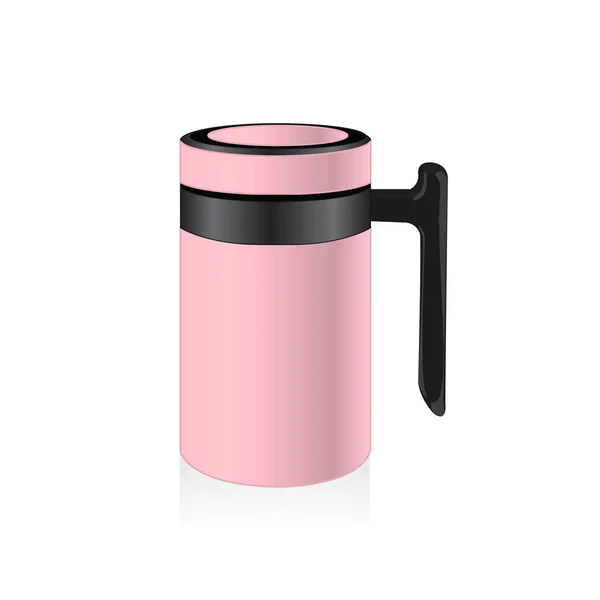 Vector baby pink color thermo mug — Stock Vector